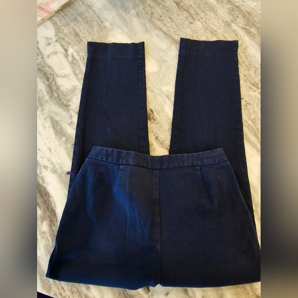 Dockers Women’s Navy Blue Stretch Trousers Size 2 Side Zip Flat Front Pants - Picture 7 of 9